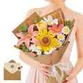 Rerp Crochet Flower Bouquet, Pink Knitted Flowers