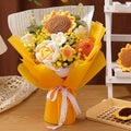 Rerp Handmade Knitted Sunflower Rose Tulip Puff Flower Bouquet