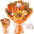 Rerp Crochet Flower Bouquet,Orange Knitted Flowers